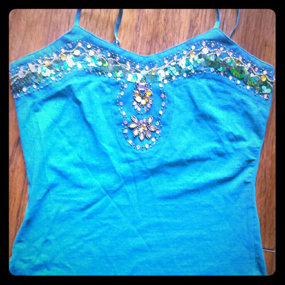 Beautiful teal with sequence application top